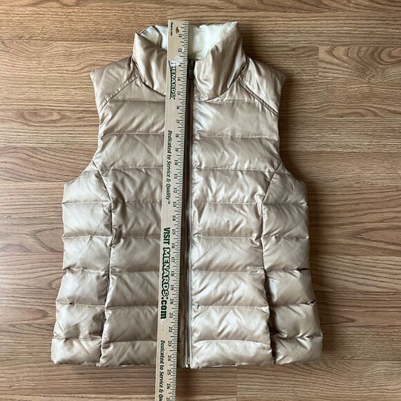Tommy Bahama Duck Down Puffer Vest Womens Small Beige Cream Reversible Zip - Picture 2 of 11